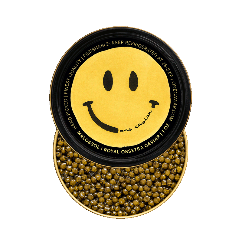 Royal Ossetra tin, Smiley design